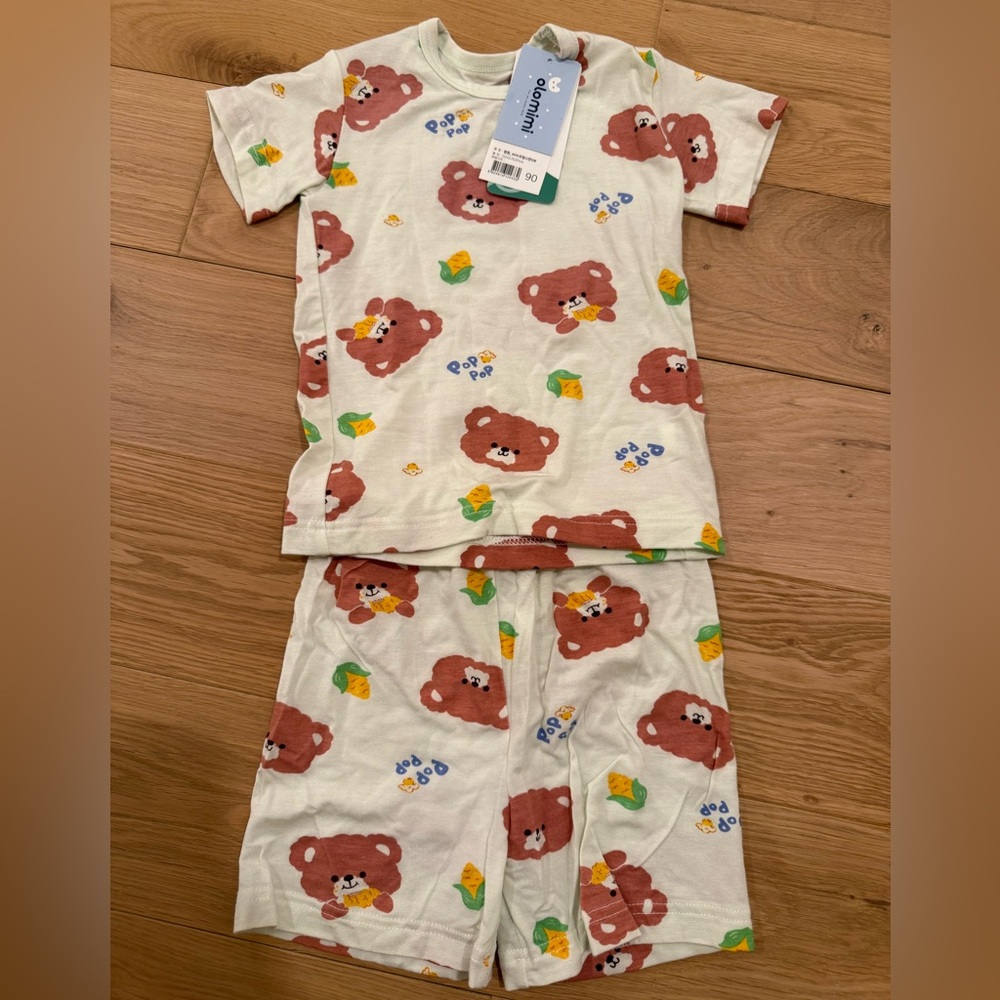 Korean Toddler Pajama Set with Bear Print - BRAND NEW